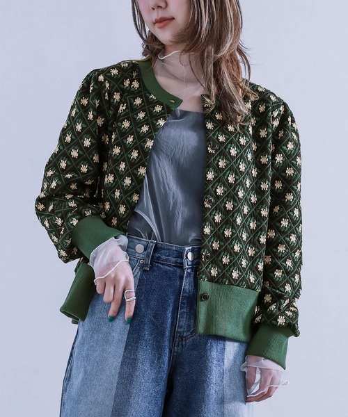 osharewalker（オシャレウォーカー）の「【廃盤】【ZOZO限定】『レトロフラワージャカードニットカーディガン』（カーディガン/ボレロ・レディース・ブラウン/グリーン・FREE）」の21枚目の写真