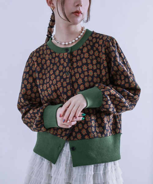 osharewalker（オシャレウォーカー）の「【廃盤】【ZOZO限定】『レトロフラワージャカードニットカーディガン』（カーディガン/ボレロ・レディース・ブラウン/グリーン・FREE）」の22枚目の写真