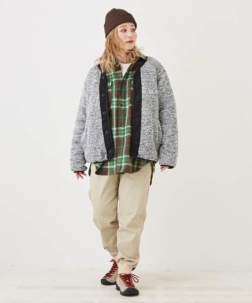 CUBE SUGAR（キューブシュガー）の「起毛チェックビッグシャツ（シャツ/ブラウス・レディース・イエロー/ネイビー/ブラウン/マルチ・M）」の6枚目の写真