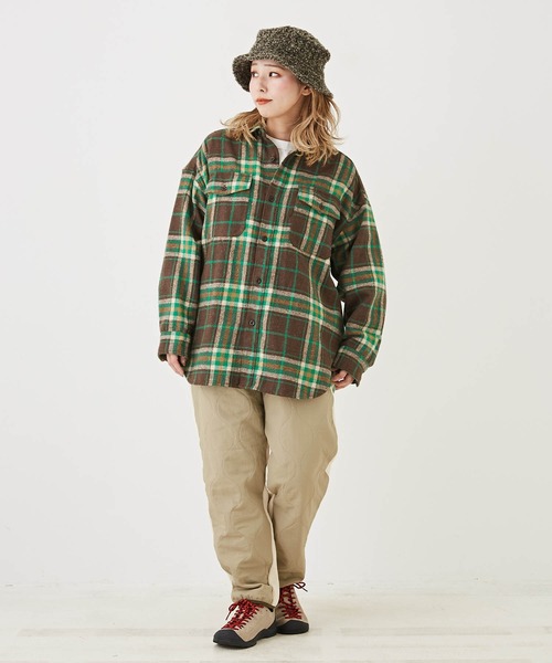 CUBE SUGAR（キューブシュガー）の「起毛チェックビッグシャツ（シャツ/ブラウス・レディース・イエロー/ネイビー/ブラウン/マルチ・M）」の7枚目の写真