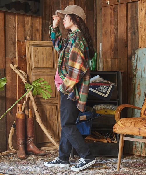 CUBE SUGAR（キューブシュガー）の「起毛チェックビッグシャツ（シャツ/ブラウス・レディース・イエロー/ネイビー/ブラウン/マルチ・M）」の20枚目の写真