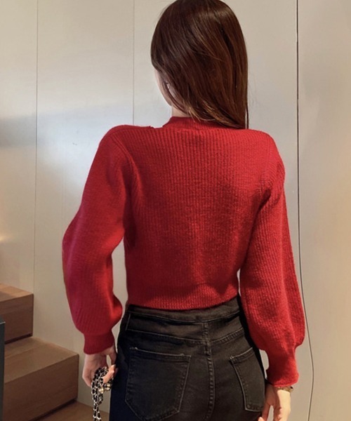 Miniministore（ミニミニストア）の「ショート丈 ニットトップスレディース秋冬（ニット/セーター・レディース・ブラック/アイボリー/レッド・フリー）」の12枚目の写真