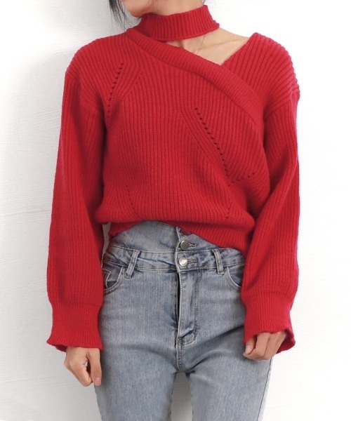 Miniministore（ミニミニストア）の「ショート丈 ニットトップスレディース秋冬（ニット/セーター・レディース・ブラック/アイボリー/レッド・フリー）」の14枚目の写真