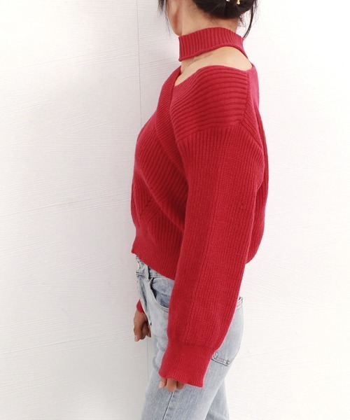 Miniministore（ミニミニストア）の「ショート丈 ニットトップスレディース秋冬（ニット/セーター・レディース・ブラック/アイボリー/レッド・フリー）」の16枚目の写真