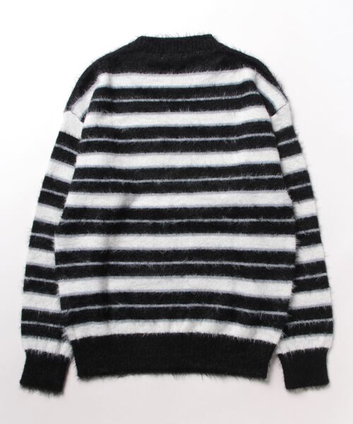 aimoha（アイモハ）の「aimoha men BORDER FRINGE KNIT ボーダーフリンジ プルオーバー（ニット/セーター・メンズ・ブラック・XX-LARGE/X-LARGE/LARGE/MEDIUM）」の2枚目の写真