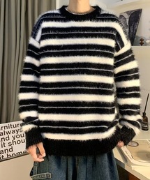 aimoha(ACn)aimoha men BORDER FRINGE KNIT {[_[tW vI[o[(jbg/Z[^[)