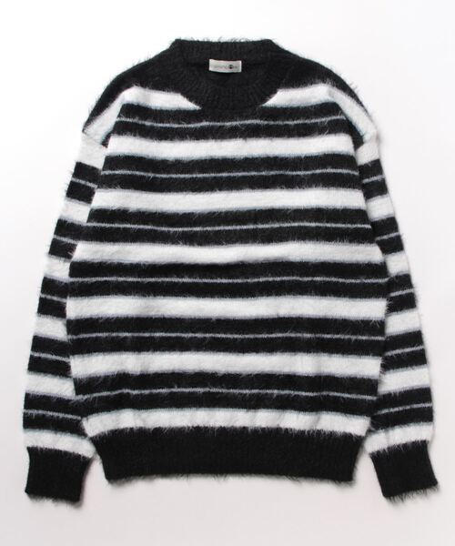 aimoha（アイモハ）の「aimoha men BORDER FRINGE KNIT ボーダーフリンジ プルオーバー（ニット/セーター・メンズ・ブラック・XX-LARGE/X-LARGE/LARGE/MEDIUM）」の10枚目の写真