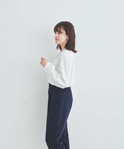 DRESS LAB(ドレスラボ)の「【手洗い可能】タックボウタイブラウス(シャツ/ブラウス・レディース・ホワイト/ピンクベージュ/ブルー・M/S/LL/L)」の14枚目の写真