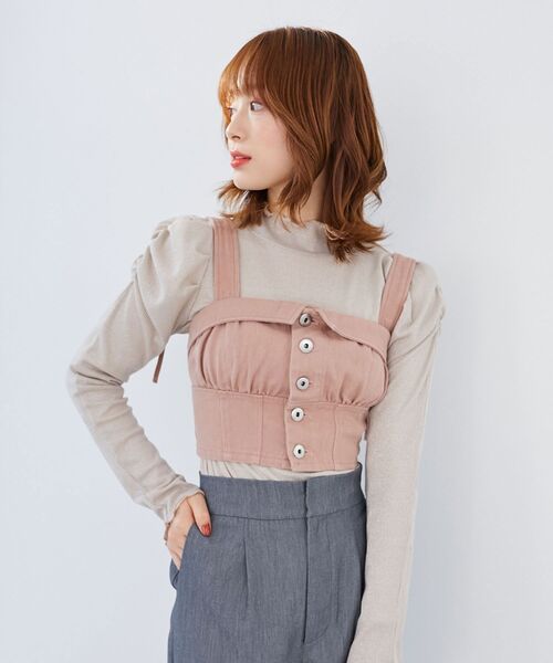MAJESTIC LEGON(マジェスティックレゴン)の「Ladyライクパワショルトップス(Tシャツ/カットソー・レディース・ブラック/オフホワイト/ピンク・MEDIUM)」の3枚目の写真