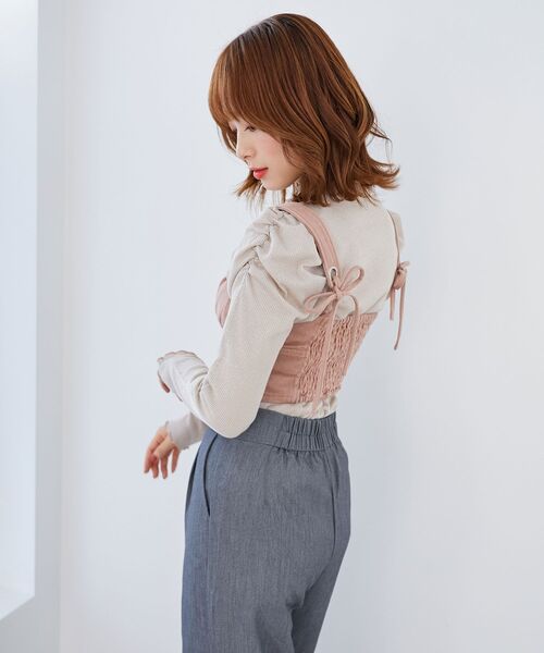MAJESTIC LEGON(マジェスティックレゴン)の「Ladyライクパワショルトップス(Tシャツ/カットソー・レディース・ブラック/オフホワイト/ピンク・MEDIUM)」の8枚目の写真