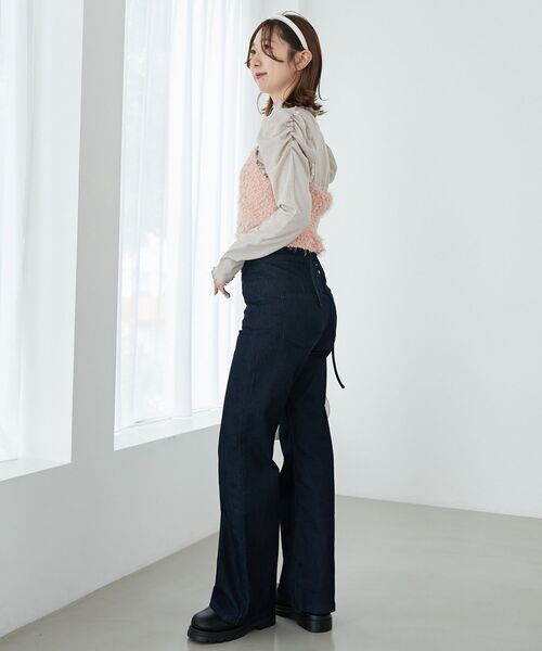 MAJESTIC LEGON(マジェスティックレゴン)の「Ladyライクパワショルトップス(Tシャツ/カットソー・レディース・ブラック/オフホワイト/ピンク・MEDIUM)」の4枚目の写真
