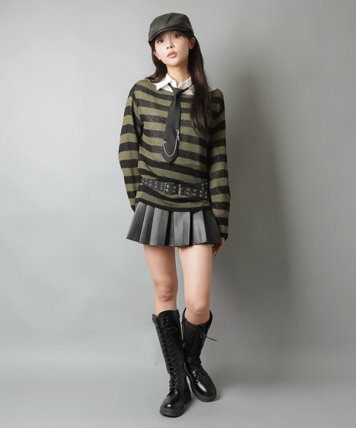 S.Mサイズ展開】ウォッシュ加工プリーツミニスカート/スカパン