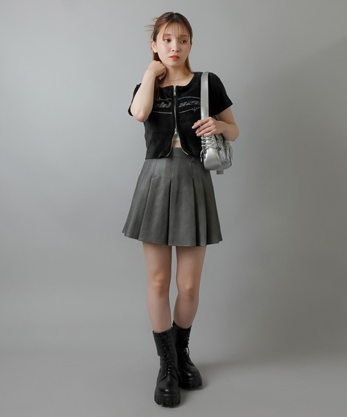 S.Mサイズ展開】ウォッシュ加工プリーツミニスカート/スカパン