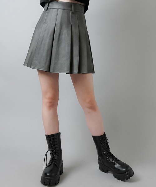 S.Mサイズ展開】ウォッシュ加工プリーツミニスカート/スカパン