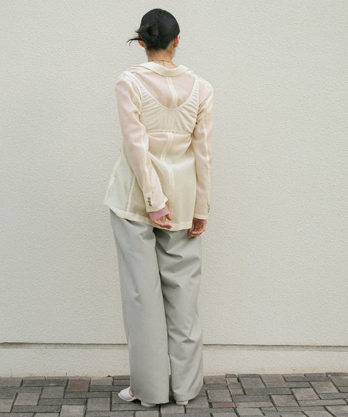 select MOCA（セレクトモカ）の「シアーテーラードジャケット（テーラードジャケット・レディース・ネイビー/ブラウン/アイボリー・FREE）」の14枚目の写真