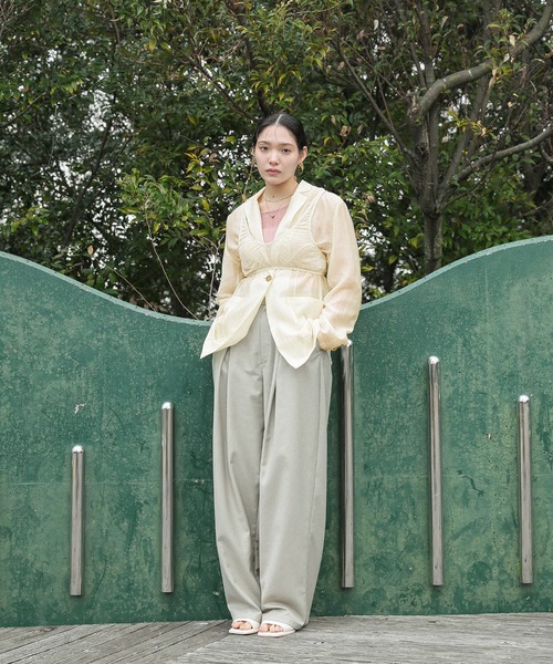 select MOCA（セレクトモカ）の「シアーテーラードジャケット（テーラードジャケット・レディース・ネイビー/ブラウン/アイボリー・FREE）」の4枚目の写真