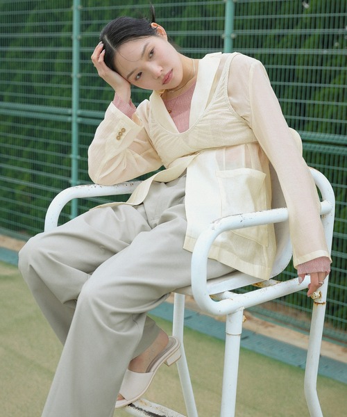 select MOCA（セレクトモカ）の「シアーテーラードジャケット（テーラードジャケット・レディース・ネイビー/ブラウン/アイボリー・FREE）」の12枚目の写真