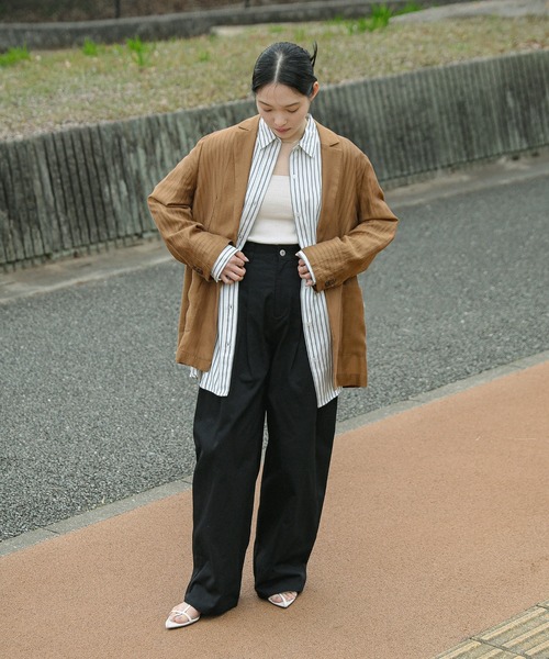 select MOCA（セレクトモカ）の「シアーテーラードジャケット（テーラードジャケット・レディース・ネイビー/ブラウン/アイボリー・FREE）」の21枚目の写真