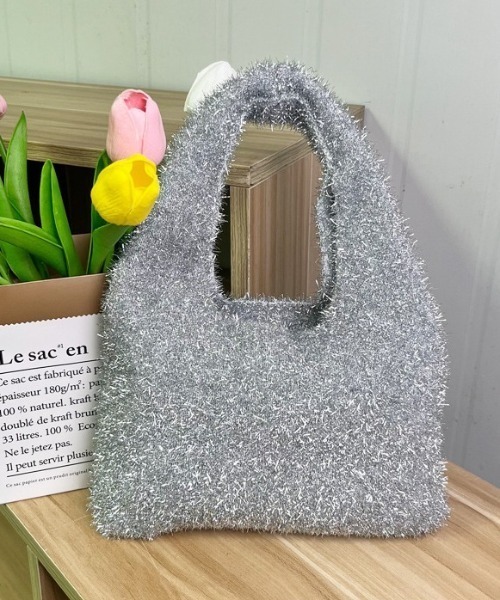 SHEPP(シープ)の「ラメ シャギーニット メタリック ハンドバッグ(ハンドバッグ・レディース・シルバー/ゴールド/その他1/ブラック/ピンク・FREE)」の6枚目の写真