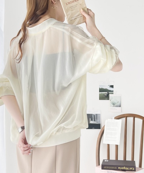 classicalelf(クラシカルエルフ)の「今っぽいこなれ感を叶える。チュール×シフォンレイヤードシアーブルゾン(ブルゾン・レディース・ブラック/アイボリー/グレイッシュベージュ・LARGE/MEDIUM/SMALL/X-LARGE)」の9枚目の写真