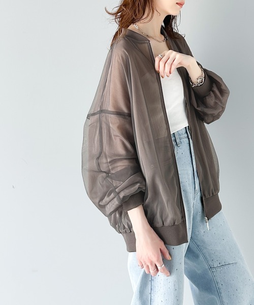 classicalelf(クラシカルエルフ)の「今っぽいこなれ感を叶える。チュール×シフォンレイヤードシアーブルゾン(ブルゾン・レディース・ブラック/アイボリー/グレイッシュベージュ・LARGE/MEDIUM/SMALL/X-LARGE)」の19枚目の写真