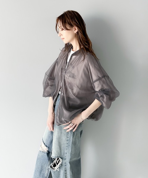 classicalelf(クラシカルエルフ)の「今っぽいこなれ感を叶える。チュール×シフォンレイヤードシアーブルゾン(ブルゾン・レディース・ブラック/アイボリー/グレイッシュベージュ・LARGE/MEDIUM/SMALL/X-LARGE)」の19枚目の写真