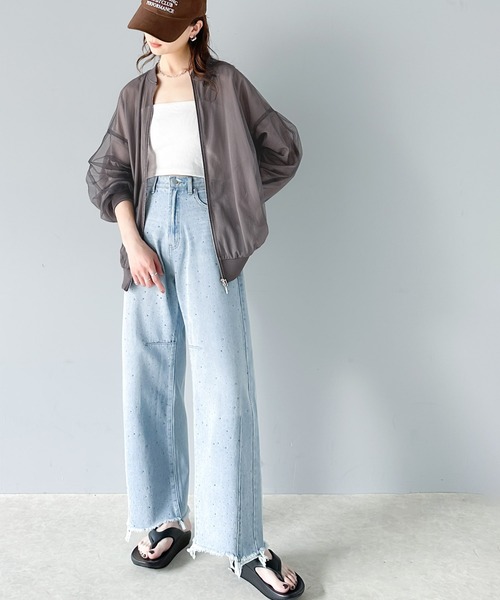 classicalelf(クラシカルエルフ)の「今っぽいこなれ感を叶える。チュール×シフォンレイヤードシアーブルゾン(ブルゾン・レディース・ブラック/アイボリー/グレイッシュベージュ・LARGE/MEDIUM/SMALL/X-LARGE)」の21枚目の写真