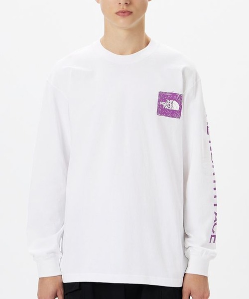 THE NORTH FACE（ザノースフェイス）の「THE NORTH FACE/ザ・ノース・フェイス  L/S Sleeve Graphic Tee レギュラーシルエット ヘビーコットン NT32438（Tシャツ/カットソー・メンズ・ホワイト/コバルトブルー/ブラック/グレー・M/L/XL/2XL）」の5枚目の写真