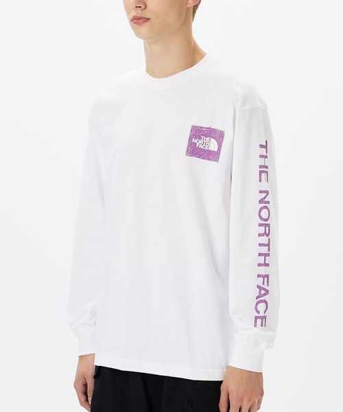 THE NORTH FACE（ザノースフェイス）の「THE NORTH FACE/ザ・ノース・フェイス  L/S Sleeve Graphic Tee レギュラーシルエット ヘビーコットン NT32438（Tシャツ/カットソー・メンズ・ホワイト/コバルトブルー/ブラック/グレー・M/L/XL/2XL）」の6枚目の写真