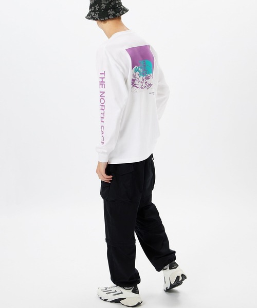 THE NORTH FACE（ザノースフェイス）の「THE NORTH FACE/ザ・ノース・フェイス  L/S Sleeve Graphic Tee レギュラーシルエット ヘビーコットン NT32438（Tシャツ/カットソー・メンズ・ホワイト/コバルトブルー/ブラック/グレー・M/L/XL/2XL）」の8枚目の写真