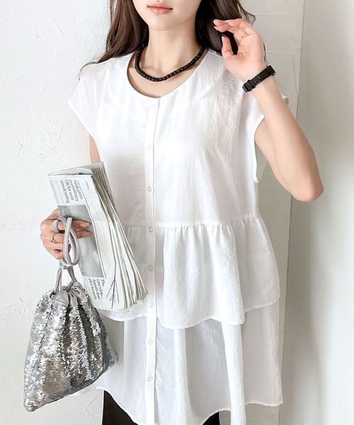 【新品未使用！】前後2wayティアードチュニック(アイボリー) 前後2wayティアードチュニック White – honono for mom&baby
