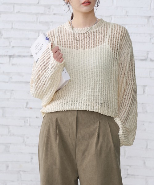 セール】シースルーメッシュトップス（Tシャツ/カットソー