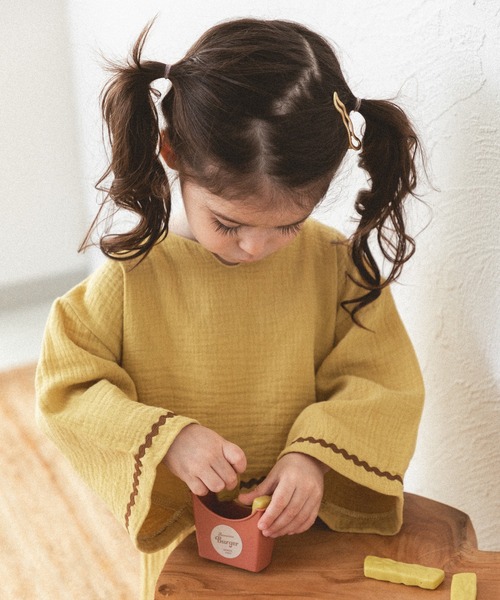 sea and shells by pairmanon(シーアンドシェルズバイペアマノン)の「【sea and shells by pairmanon】ダブルガーゼ 配色 セットアップ(その他ベビーウェア・キッズ・イエロー/アイボリー/カーキ・100/110/80/90)」の11枚目の写真