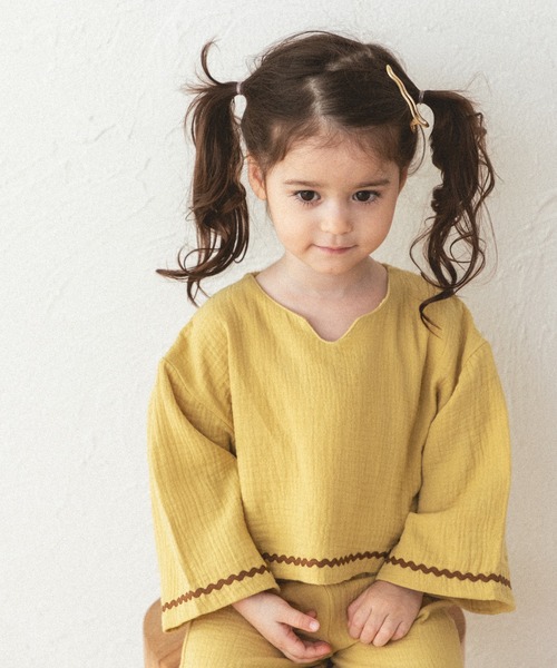 sea and shells by pairmanon(シーアンドシェルズバイペアマノン)の「【sea and shells by pairmanon】ダブルガーゼ 配色 セットアップ(その他ベビーウェア・キッズ・イエロー/アイボリー/カーキ・100/110/80/90)」の13枚目の写真