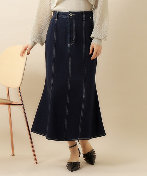 index(インデックス)の「◆マーメイドロングデニムスカート【洗濯機洗い可】(デニムスカート・レディース・サックスブルー/ネイビー・36/38/40)」の9枚目の写真