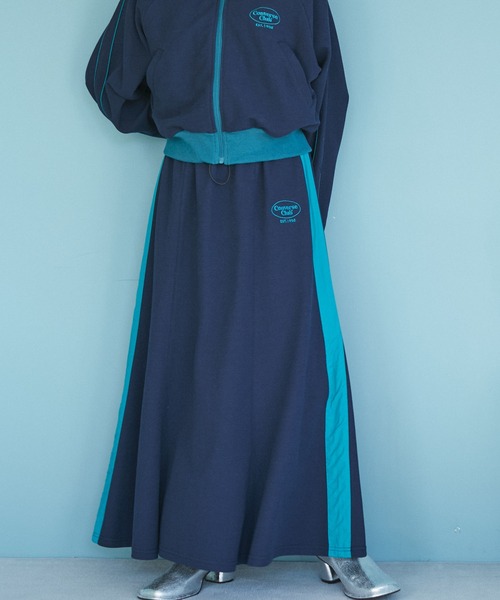 AVANT CONVERSE(アヴァンコンバース)の「【CONVERSE別注】サイドラインピケスカート【セットアップ対応】【洗える】(スカート・レディース・ピンク/ネイビー/オフホワイト・M)」の1枚目の写真