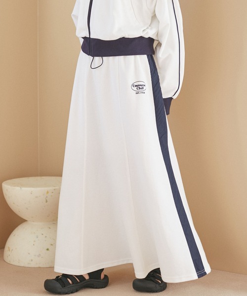 AVANT CONVERSE(アヴァンコンバース)の「【CONVERSE別注】サイドラインピケスカート【セットアップ対応】【洗える】(スカート・レディース・ピンク/ネイビー/オフホワイト・M)」の2枚目の写真