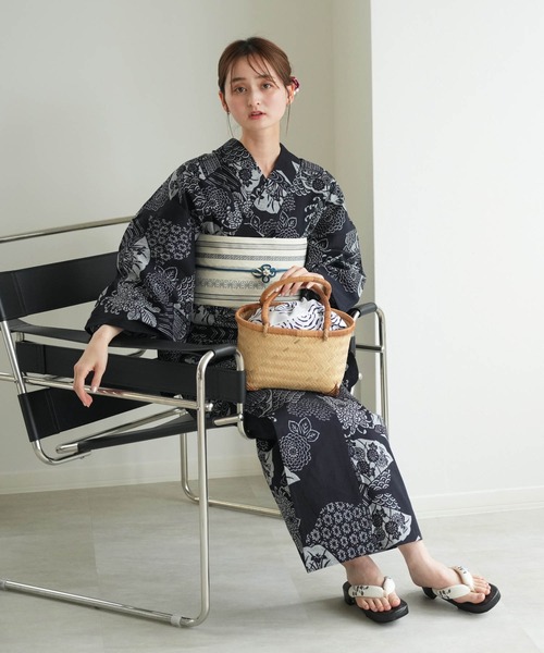 RM434 注染 浴衣 まとめて3枚　綺麗　美品　着用可 手染め注染浴衣3点セット utatane×注染工房 赤坂紬 ブラック 夢幻の