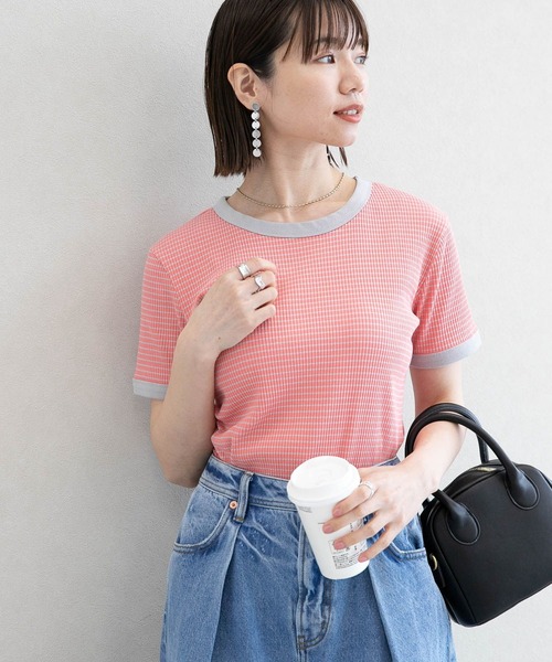 RAGEBLUE(レイジブルー)の「テレコボーダー/コンパクトTシャツ(Tシャツ/カットソー・レディース・ホワイト系/ピンク系・FREE)」の22枚目の写真