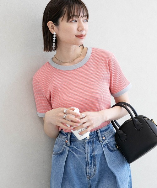 RAGEBLUE(レイジブルー)の「テレコボーダー/コンパクトTシャツ(Tシャツ/カットソー・レディース・ホワイト系/ピンク系・FREE)」の11枚目の写真