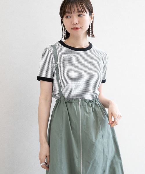 RAGEBLUE(レイジブルー)の「テレコボーダー/コンパクトTシャツ(Tシャツ/カットソー・レディース・ホワイト系/ピンク系・FREE)」の6枚目の写真