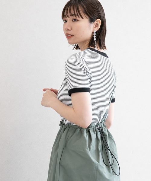 RAGEBLUE(レイジブルー)の「テレコボーダー/コンパクトTシャツ(Tシャツ/カットソー・レディース・ホワイト系/ピンク系・FREE)」の7枚目の写真