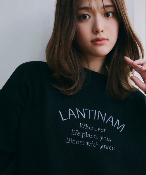 LANTINAM(ランティナム)の「【ZOZO限定】ユニセックス / ワッフルカレッジロンT(Tシャツ/カットソー・レディース・ピンク/ブラック/アイボリー・FREE)」の1枚目の写真