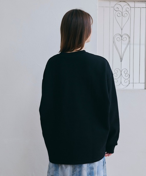 LANTINAM(ランティナム)の「【ZOZO限定】ユニセックス / ワッフルカレッジロンT(Tシャツ/カットソー・レディース・ピンク/ブラック/アイボリー・FREE)」の19枚目の写真