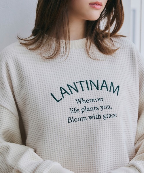 LANTINAM(ランティナム)の「【ZOZO限定】ユニセックス / ワッフルカレッジロンT(Tシャツ/カットソー・レディース・ピンク/ブラック/アイボリー・FREE)」の8枚目の写真