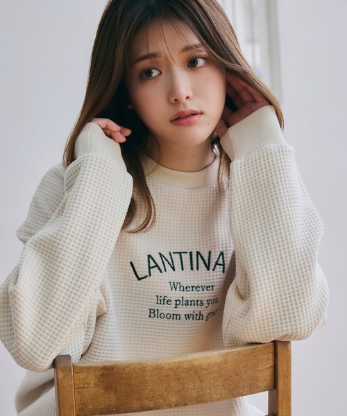 LANTINAM(ランティナム)の「【ZOZO限定】ユニセックス / ワッフルカレッジロンT(Tシャツ/カットソー・レディース・ピンク/ブラック/アイボリー・FREE)」の9枚目の写真