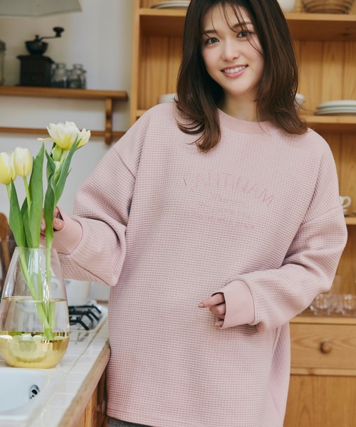 LANTINAM(ランティナム)の「【ZOZO限定】ユニセックス / ワッフルカレッジロンT(Tシャツ/カットソー・レディース・ピンク/ブラック/アイボリー・FREE)」の15枚目の写真