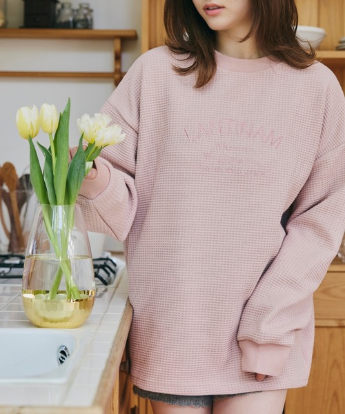 LANTINAM(ランティナム)の「【ZOZO限定】ユニセックス / ワッフルカレッジロンT(Tシャツ/カットソー・レディース・ピンク/ブラック/アイボリー・FREE)」の12枚目の写真