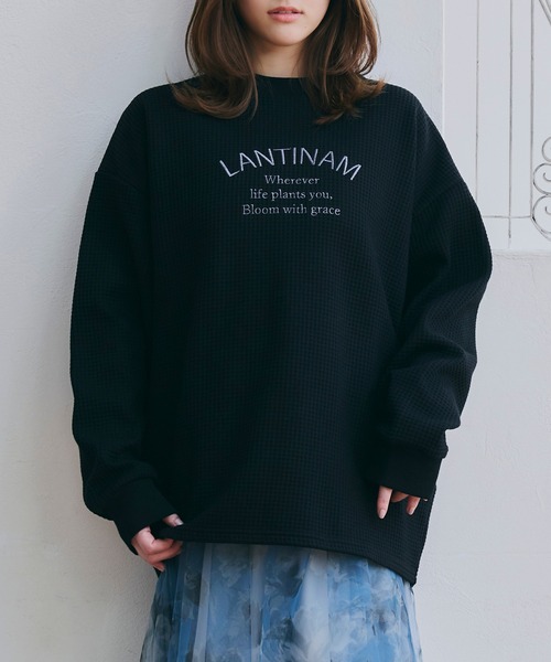 LANTINAM(ランティナム)の「【ZOZO限定】ユニセックス / ワッフルカレッジロンT(Tシャツ/カットソー・レディース・ピンク/ブラック/アイボリー・FREE)」の17枚目の写真