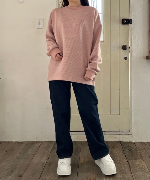 LANTINAM(ランティナム)の「【ZOZO限定】ユニセックス / ワッフルカレッジロンT(Tシャツ/カットソー・レディース・ピンク/ブラック/アイボリー・FREE)」の22枚目の写真